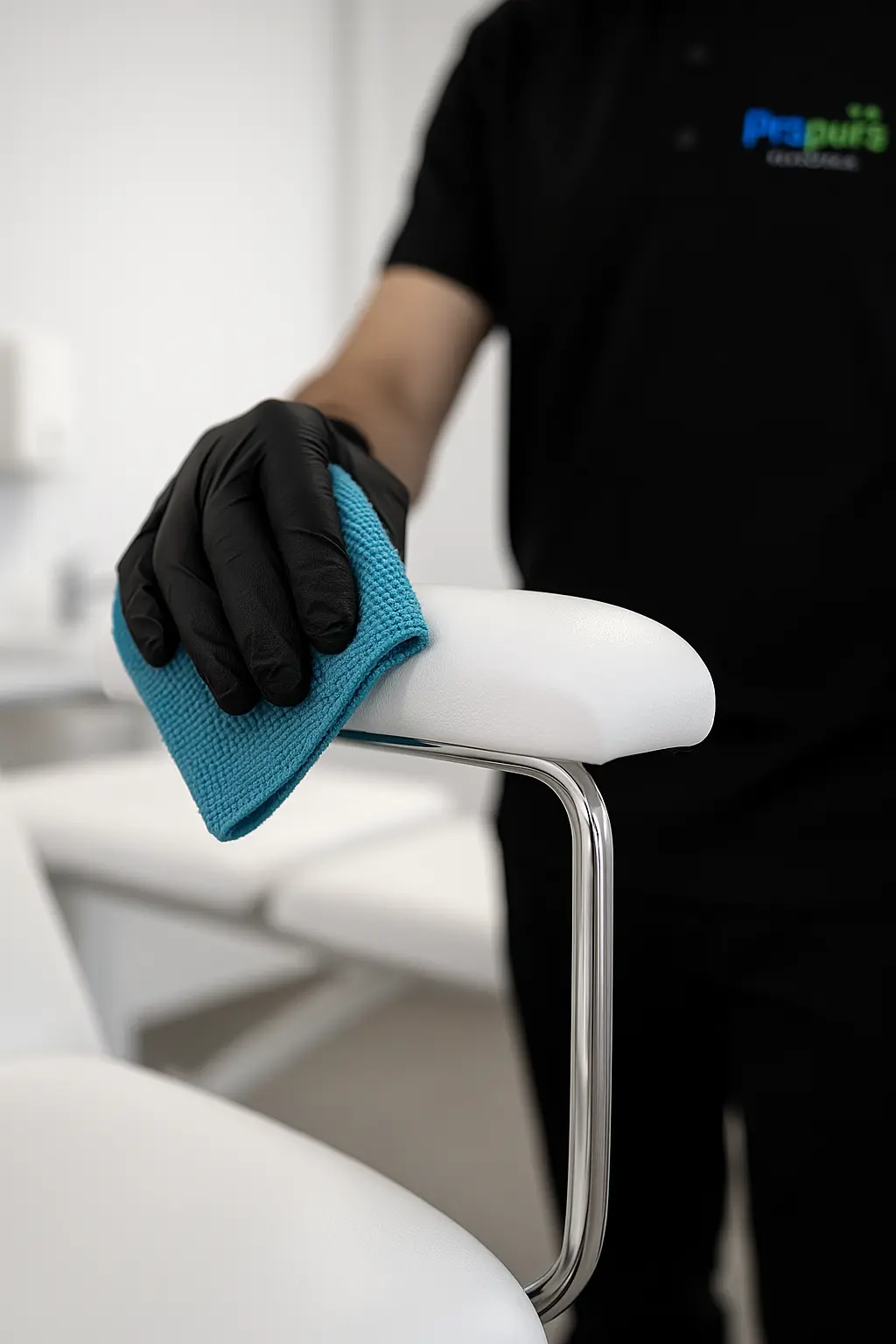 Désinfection d'une chaise médicale par Propure Nettoyage à Meximieux