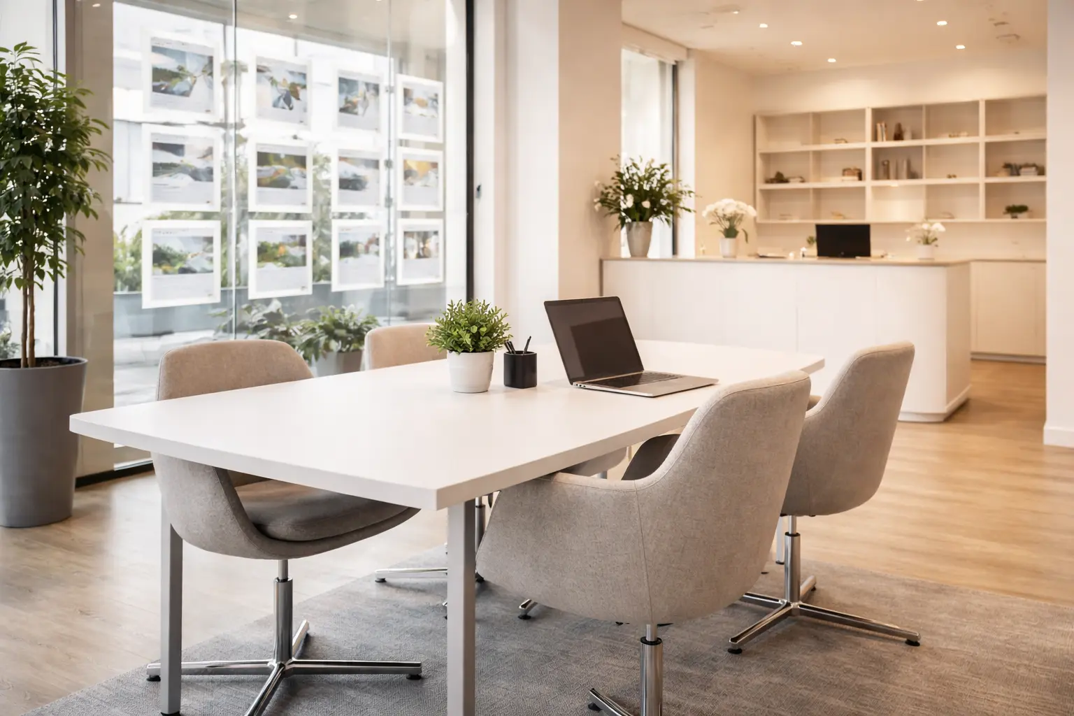 Agence immobilière propre et lumineuse entretenue par Propure Nettoyage dans l'Ain