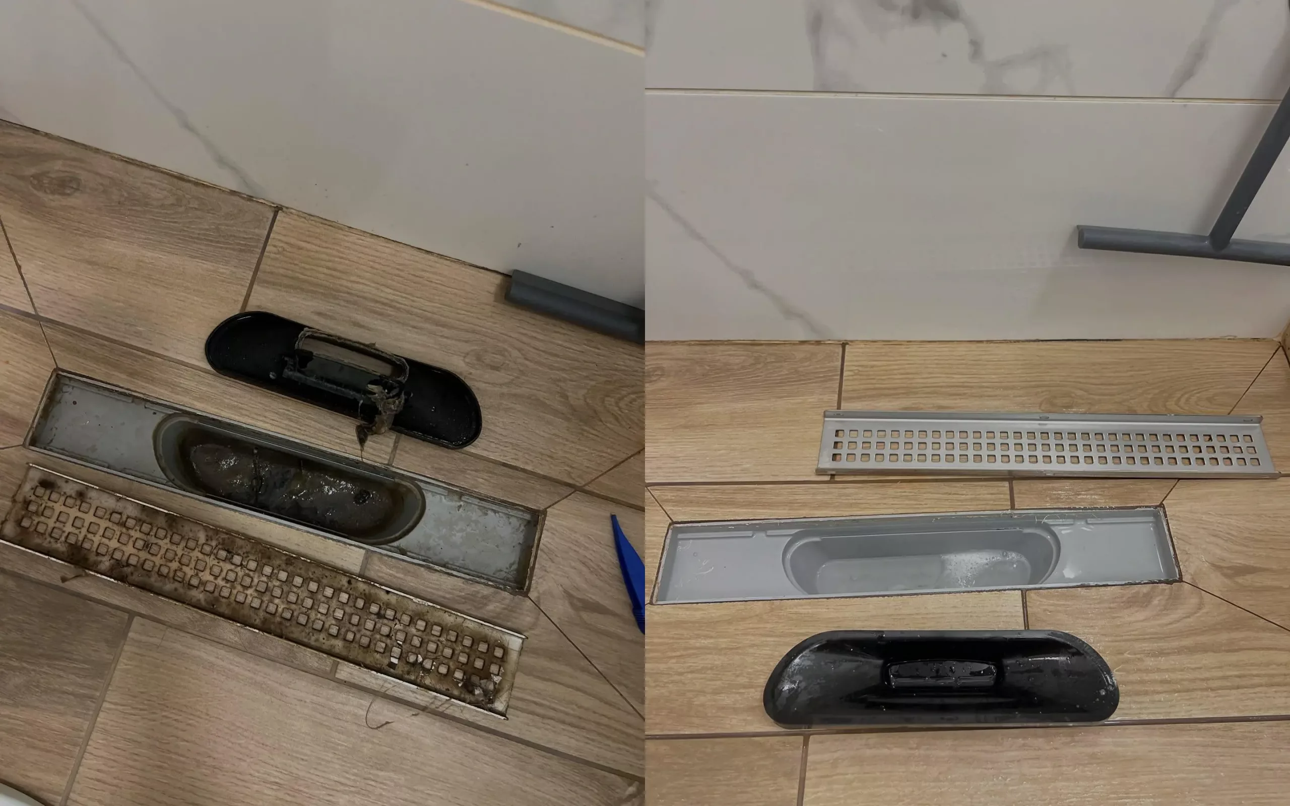 Siphon de douche nettoyé - remise en état logement Propure